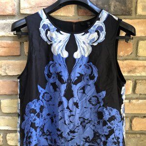 tibi double layer black blue silk sleeveless blouse nwt 10